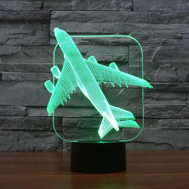 Aircraft Touch Light Led Acrylic Remote Control 7 color Night Gradual Vision 3d Lamp Luminaria Usb | Лампы и освещение