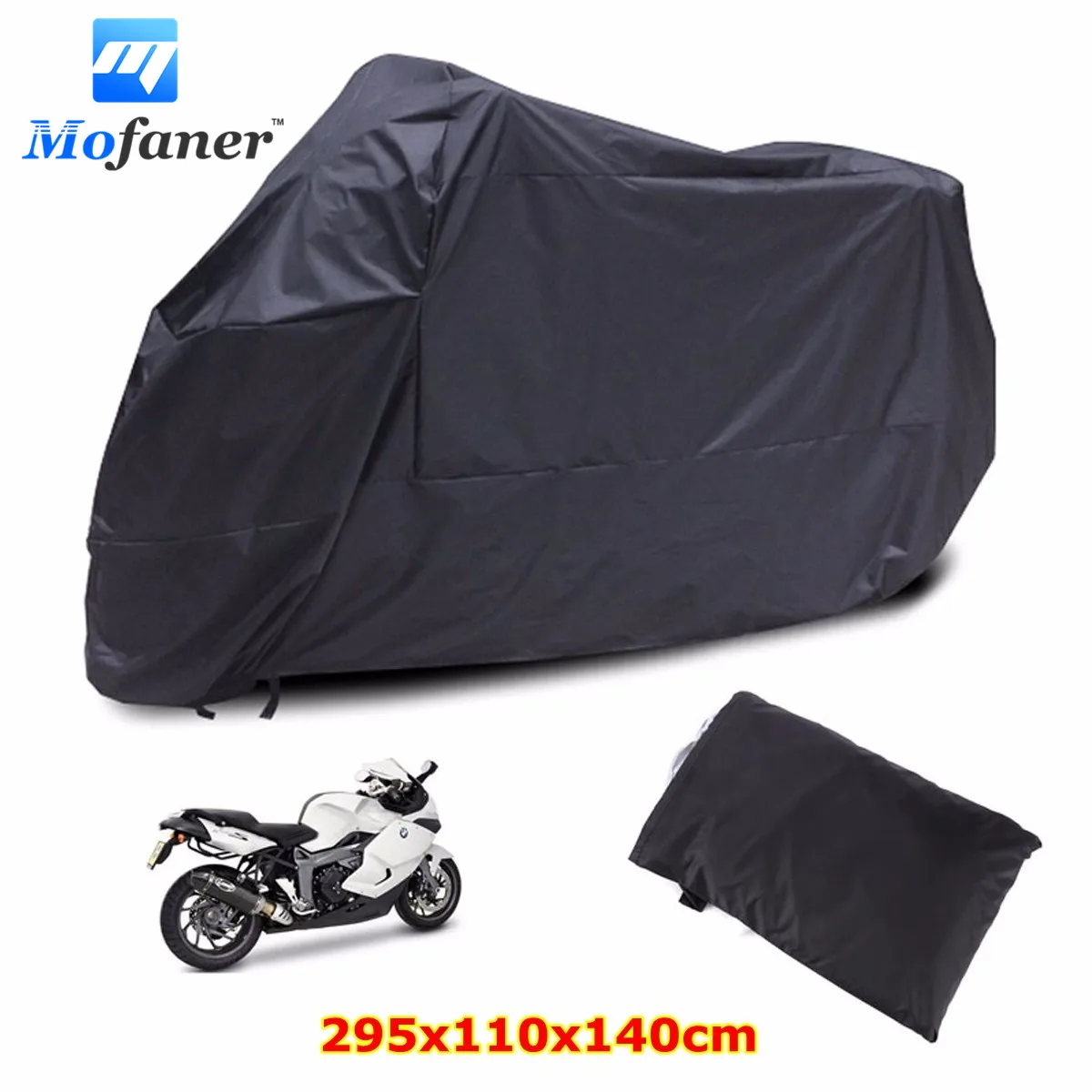 Mofaner XXXL Universal Black Motorcycle Cover Waterproof Dust For