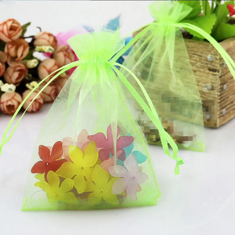 10 шт., 7x9, 9x12 см, 10x15, 13x18 см, подарочные пакеты из органзы, свадебные украшения для дня рождения, подарки для маленьких конфет, подарочные пакеты - Цвет: D18 Light Green