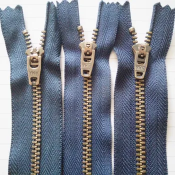 

50 Pcs/lot Cheap Most Free Shipping YKK Metal Zipper Dark Blue Bronze Copper Trousers Wholesale