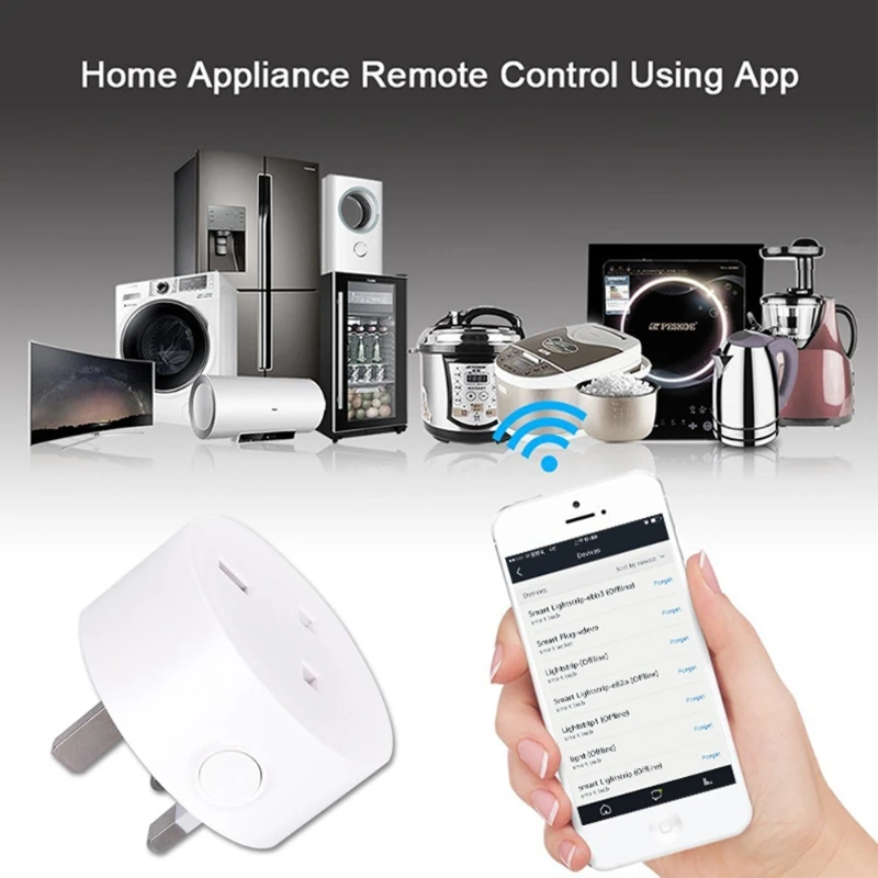 

WiFi Smart Phone Remote Control Timer Switch Power Socket Voice Control UK Plug 61x55cm White