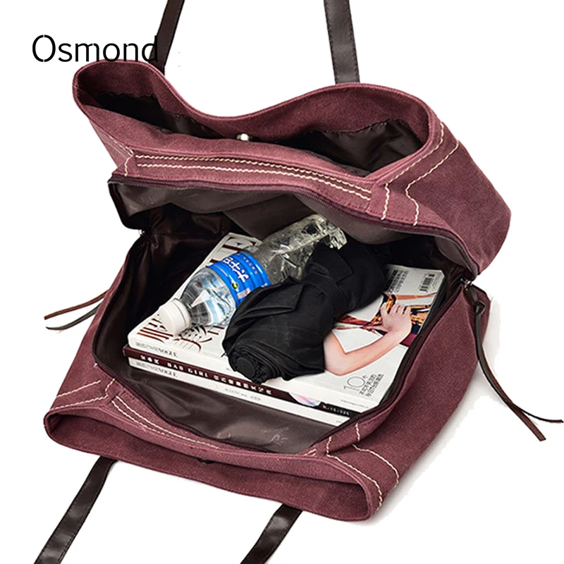 

Osmond Women Large Handbags Female Red Hobos Bag 2018 Canvas Tote Ladies Shoulder Portable Shopper Travel Bag Bolsas Feminina