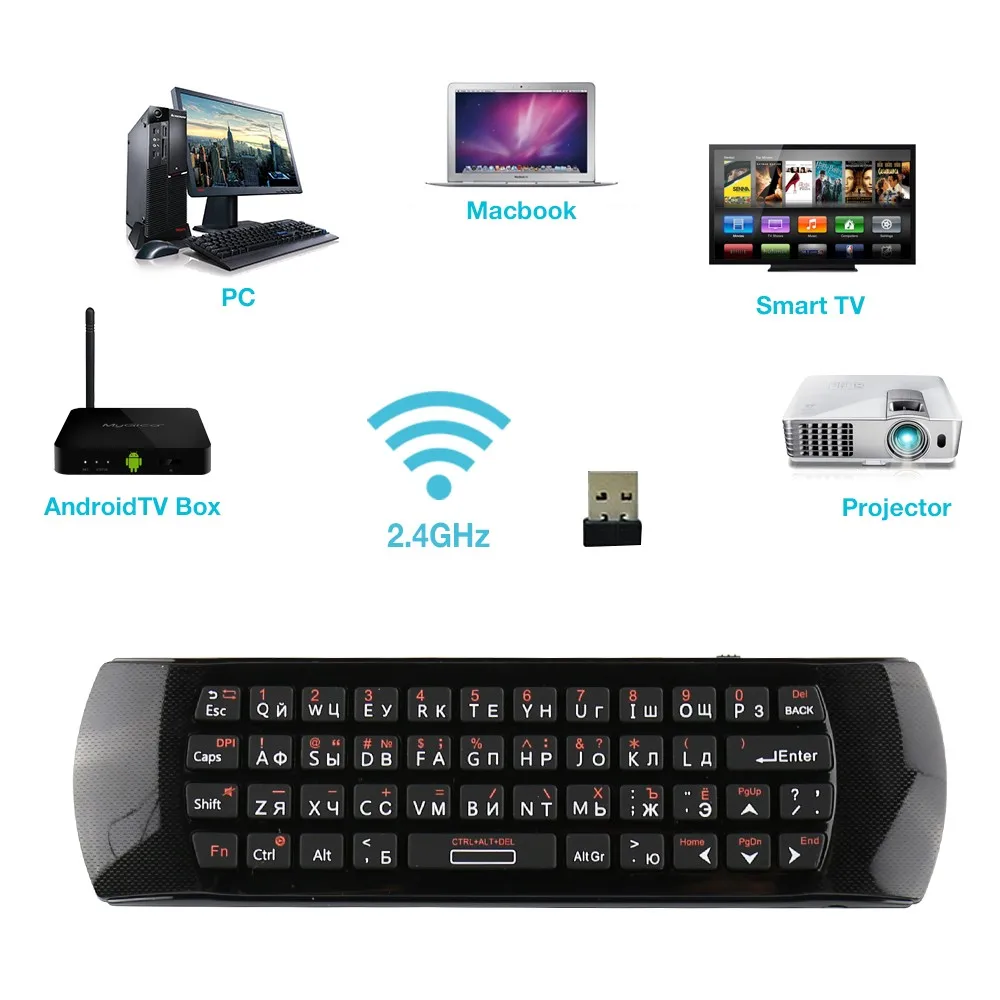 

Mini Keyboard Rii i25A 2.4G Wireless Fly Air mouse Russian English Keyboard With Earphone Jack For X96 Max T9 Android TV 8.1