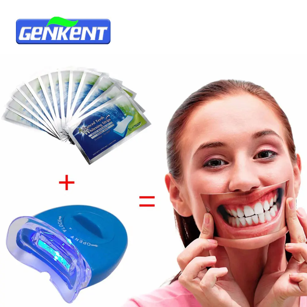 

14Pouches Advanced Teeth Whitening Strips+LED Teeth Whitening Home Use Light Teeth Accelerator Teeth Bleaching Set