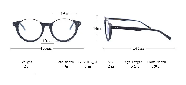 AZB винтажные мужские круглые металлические деревянные оптические очки в оправе очки прозрачные линзы по рецепту Ретро оправы для очков для женщин
