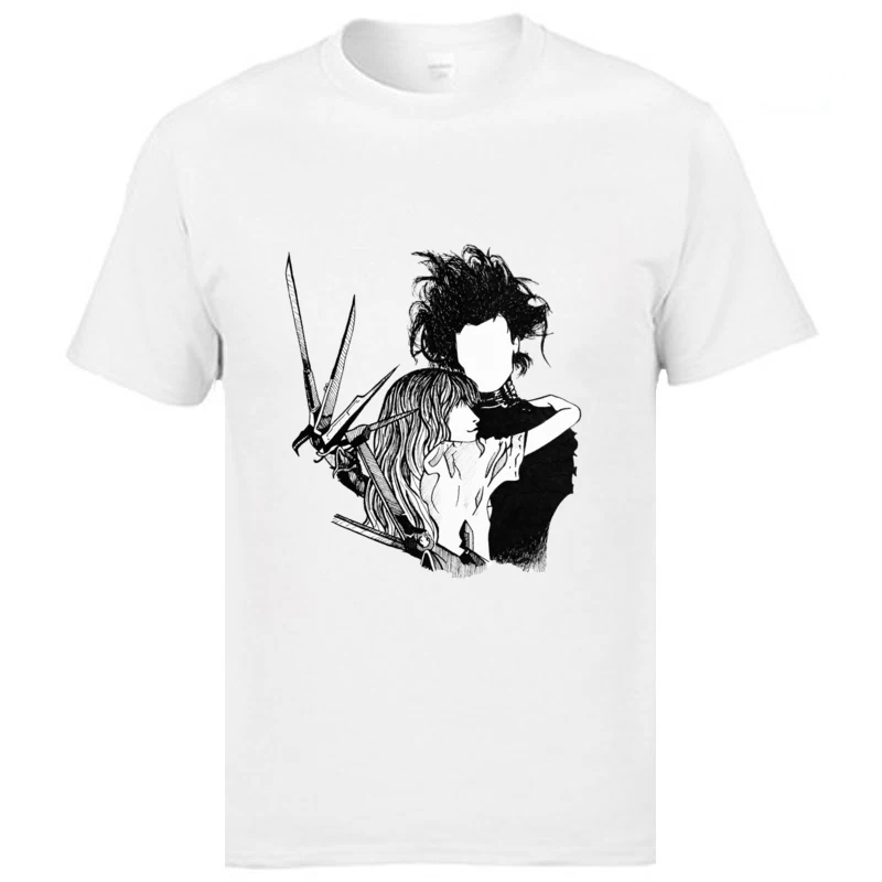 edward scissorhands Pure Cotton Casual Tees Discount Short Sleeve Mens T-Shirt Personalized Summer/Autumn Tops T Shirt Crew Neck edward scissorhands white