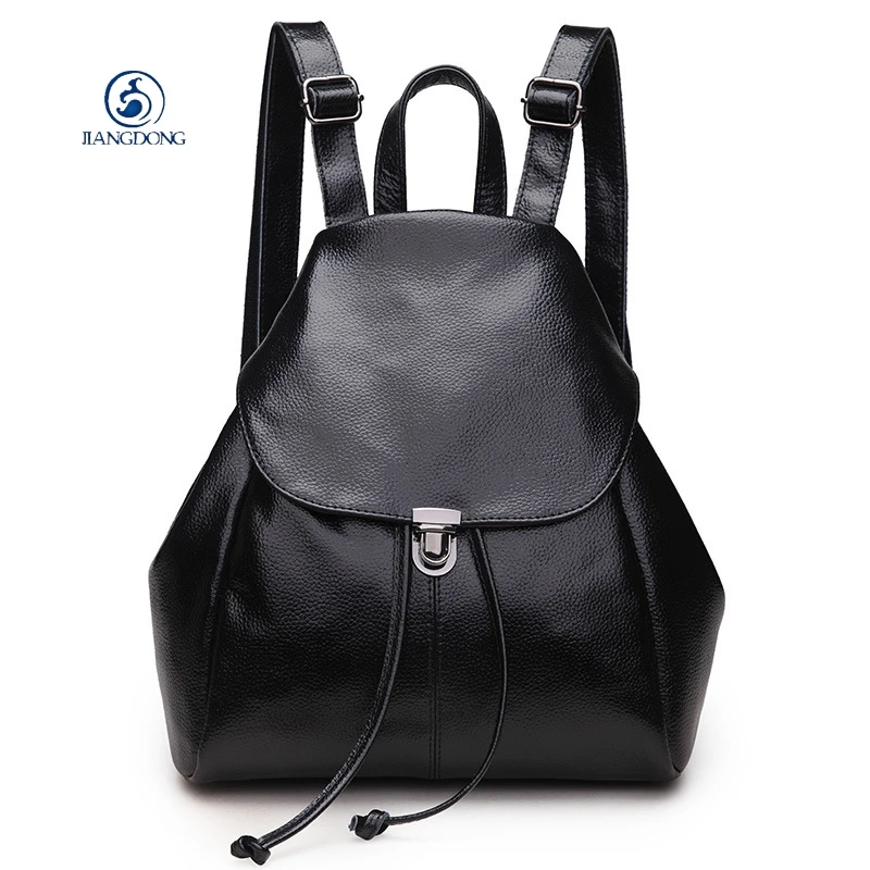 JIANGDONG Simple Style Genuine Leather Famous Brand Black Backpack Women Backpacks Solid Vintage Girls School Bags Girls JIANGDONG Simple Style Genuine Leather Famous Brand Black Backpack Women Backpacks Solid Vintage Girls School Bags Girls