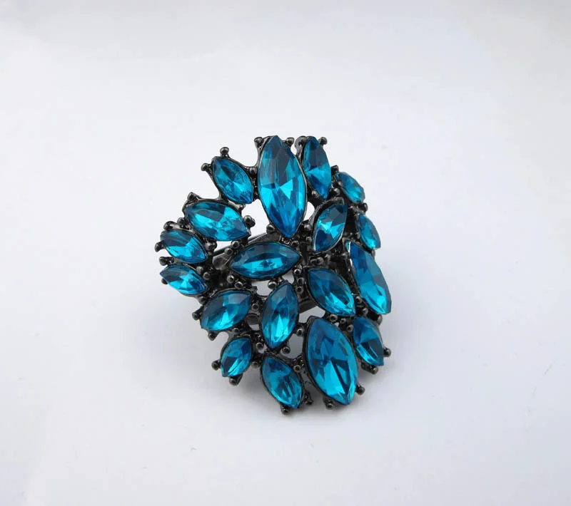 Модные женские ювелирные изделия синий кристалл горного хрусталя эластичные Кольца Ri005