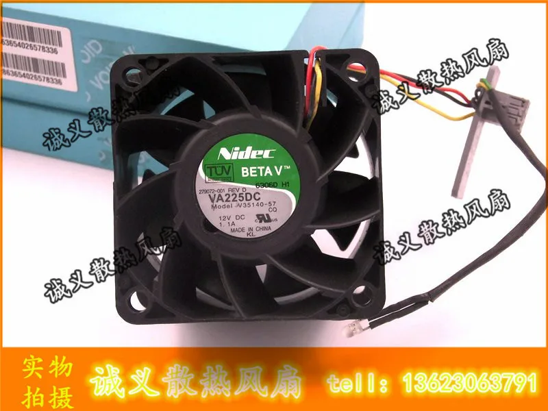 

Free Shipping!Nidec VA225DC V35140-57 6038 60*60*38 12V 1.1A For DL380 G2 server inverter cooling fan