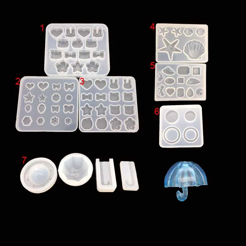 

1PC Shell Star Bow Rabbit Umbrella Pendant DIY Silicone Mold Dried Flower Jewelry Accessories Tools Equipments Resin Molds