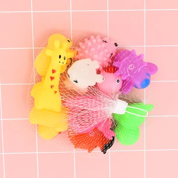 

10Pcs Mixed Animals Swimming Water babies Toys Colorful Soft Floating Rubber Squeeze Sound Squeaky Bathing Toy For Baby Bath To