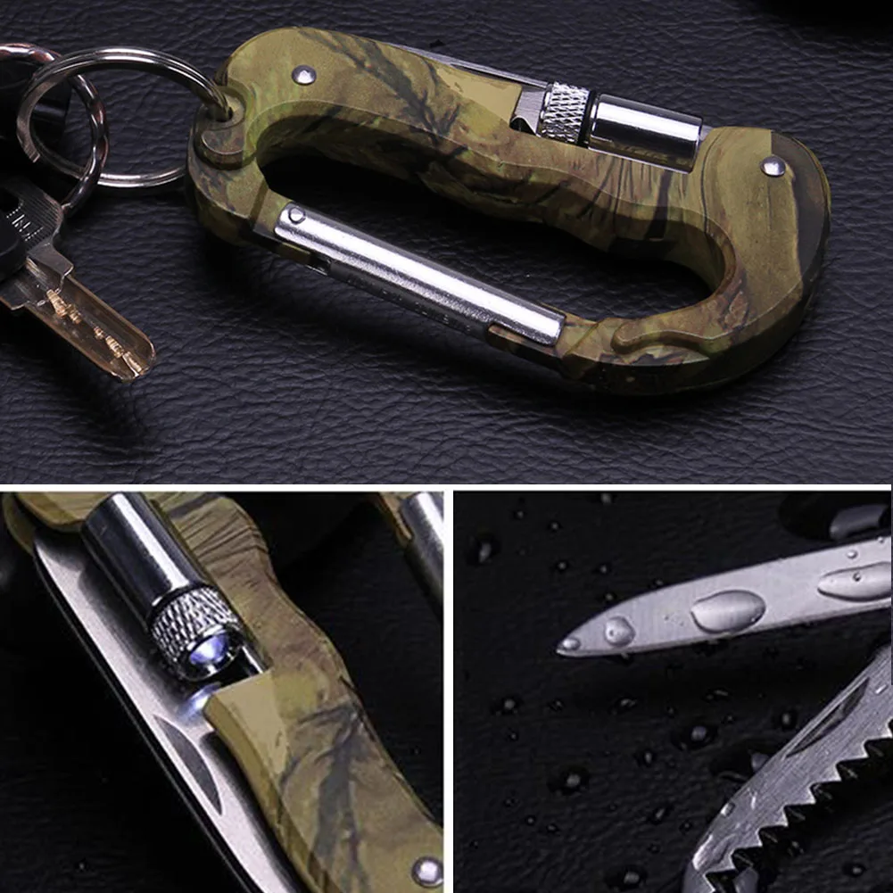 

5 In 1 With Pocket Knife Gadgets Carabiner Hook Outdoor Hanging Mountaineering Buckle Quick Release Survival Kit Multifunction