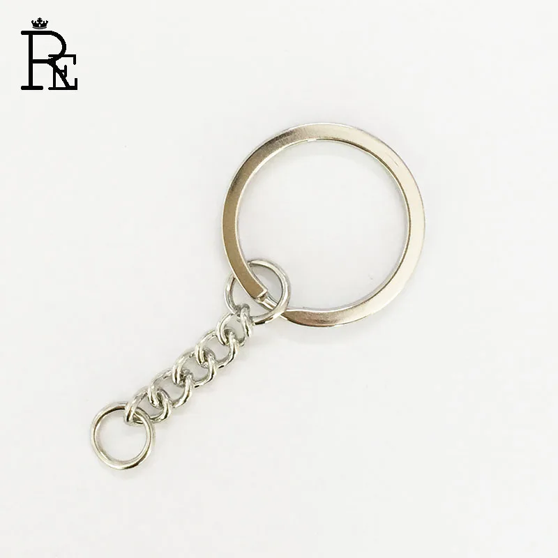 RE Wholesale 30pcs/lot Key Ring Key Chain Plated Silver Color 55mm Long
