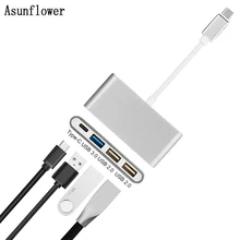 USB C концентратор type-C концентратор USB 3,0 концентратор разветвитель USB-C зарядки питания Соединительный Кабель-адаптер usb-хаб 3 порта для MacBook pc tablet