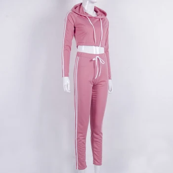 

Casual Tracksuit Long Sleeve Pullover Hoodies Sexy Drawstring Sweatshirt Pants Suit Pajama 2Pcs Autumn Women Ladies Clothes Set