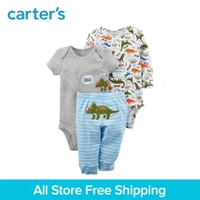 3pcs Dinosaur print bodysuits pants clothing sets Carter’s baby boy soft cotton Spring Summer 126H218