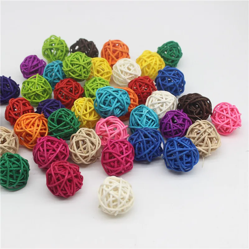 15PCS/Lot 3CM Multicolor Rattan Ball DIY Balls Home Ornaments&Christmas