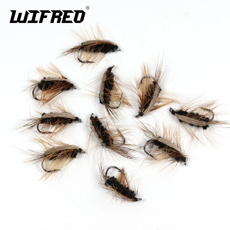 Wifreo 10 шт. #6 черная шерстяная червь коричневый Caddis Nymph искусственная мушка жук