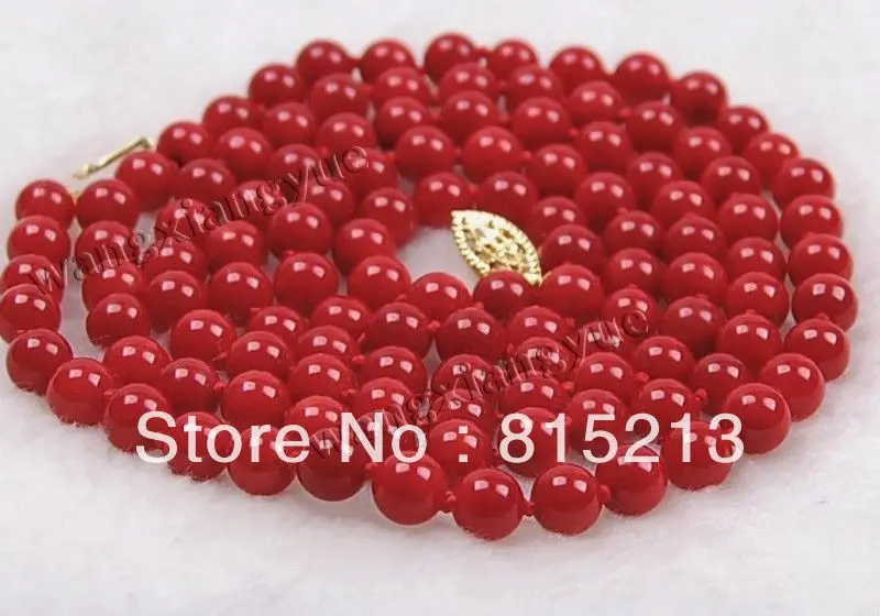 

ddh0061 35"LONG 7-7.5mm Japan Red Coral Round Beads Necklace