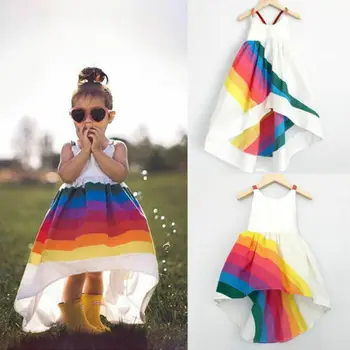 

2019 Fashion Toddler Kids Baby Girls Dress Party Tutu Rain Print Dresses Holiday Sundress Clothes