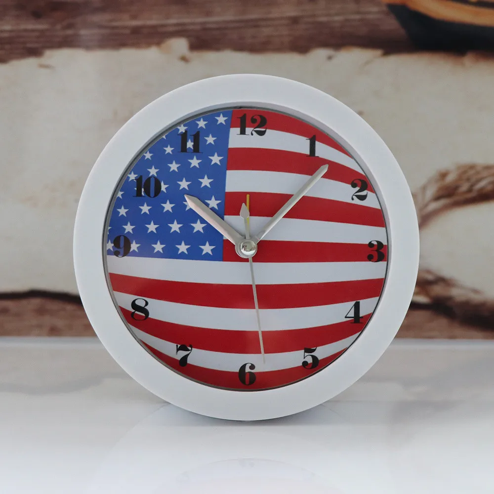 

American Flag Design Creative Digital Alarm Clock Silent Sweep Modern Graceful Bell Desk Radio Biurowe