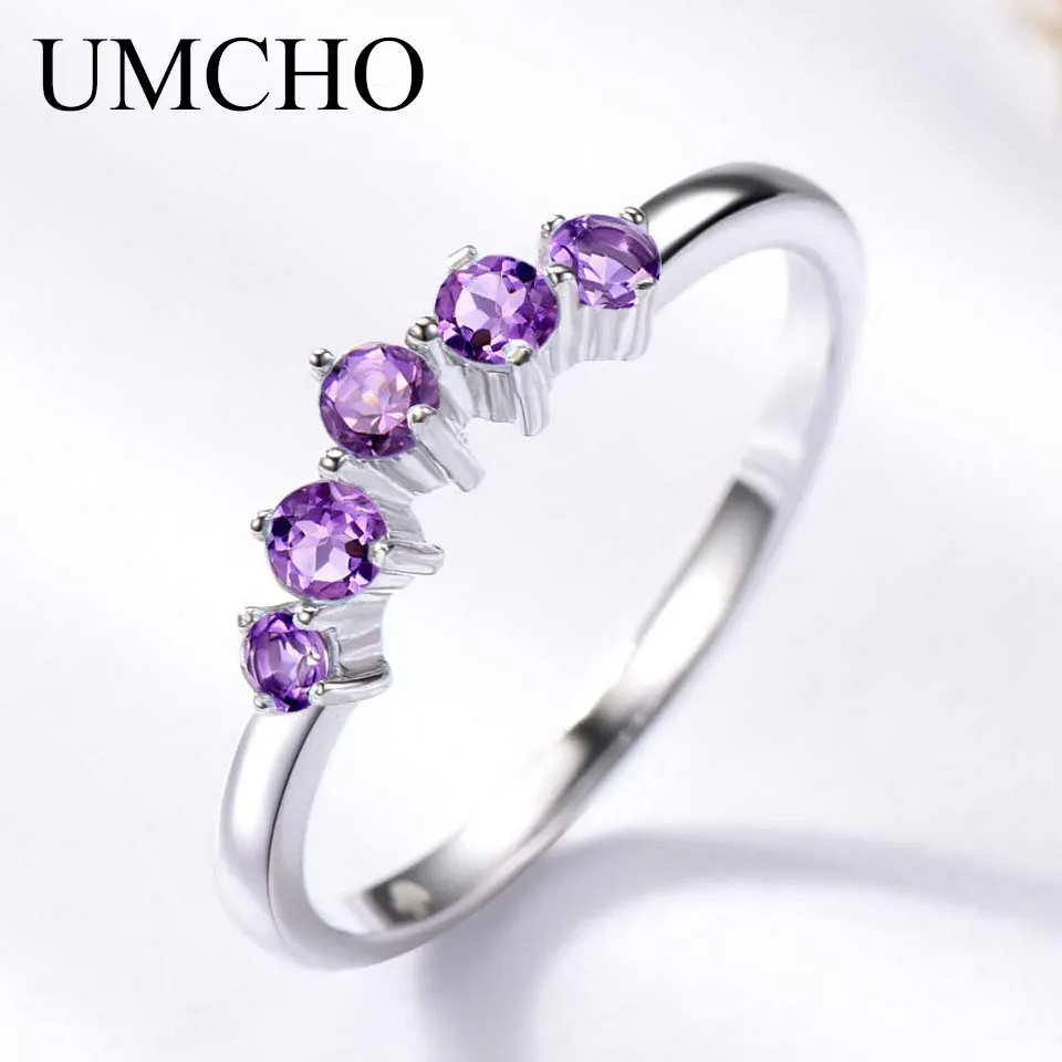 UMCHO Natural African Amethyst Rings for Women Solid 925 Sterling Silver Stacking Ring Engagement Wedding Gemstone Jewelry UMCHO Natural African Amethyst Rings for Women Solid 925 Sterling Silver Stacking Ring Engagement Wedding Gemstone Jewelry