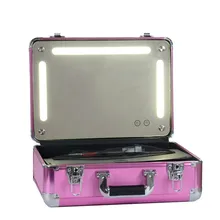 Портативный косметический чехол для путешествий, сумка для макияжа, органайзер с подсветкой, светодиодный, черный/розовый/золотистый
