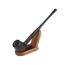 Ébano Natureza Tubo para Fumar Charuto Cigarro de Tabaco para Cachimbo de Madeira Feitos À Mão Clássico Dobrado Tubos Conjunto de Fumar Filtro Bom para Os Homens(China)