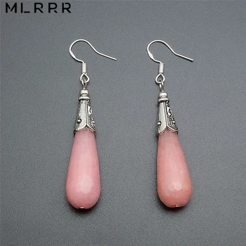 

Vintage Classic Natural Stone Jewelry Romantic Pink Rhodochrosites Stones Chain Beaded Pendant Drop Earrings for Women