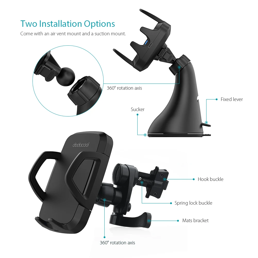 Быстрое беспроводное автомобильное зарядное устройство dodocool, крепление на вентиляционное отверстие, Qi Беспроводное зарядное устройство, подставка для телефона, автомобильный держатель для samsung Galaxy S9