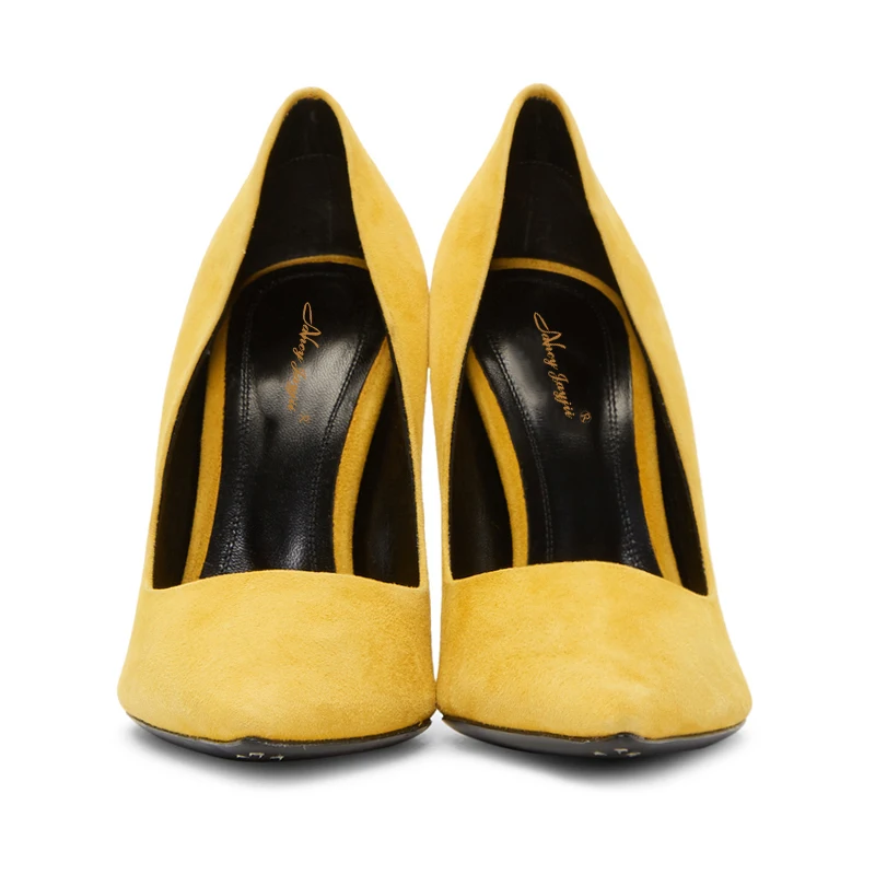 Desliz Zapatos Nancyjayjii Alta Señora Mujer Punta Otoño El Bombas Trabajo Amarillo Yellow Vestido Tamaño Tacones 8 Primavera De Para En Clásico zrnawPAxzg