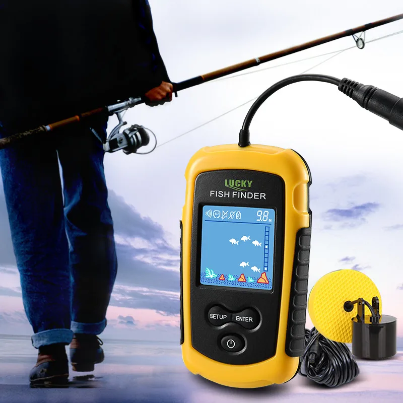 

LuckyLaker Fish Finder Fishing Alarm Sensor FindFish FFC1108-1 Echo Sounder Sonar FinderFish Ocean Transducer 328feet DeeperFish