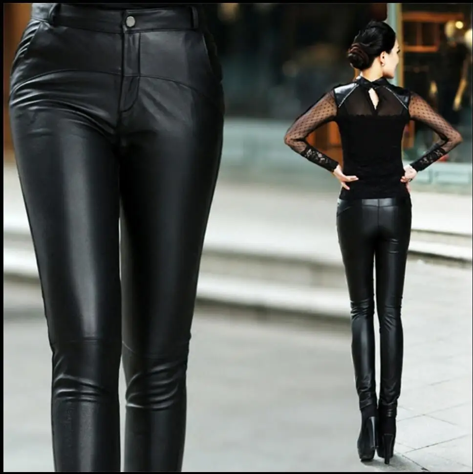 genuine leather skinny jeans