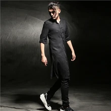 M-6XL! Tide мужской лен для ночного клуба cultivate One's morality мужская одежда стилист этап рубашка с рукавами