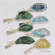 5 шт. в партии натуральный пользовательский Агат брелок подарки на день рождения Свадебный девичник вечерние персонализированные Свадебный подарок подружке невесты брелок
