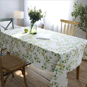 

Simple Style Polyester Cotton Plant Printing Rectangle Tablecloths Washable Splashproof Table Covers Decoration for Everyday Use