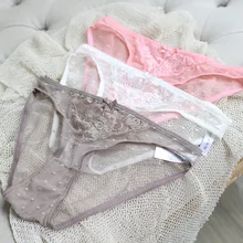Pt36 сексуальная горошек марлевые дышащие удобные цветочные кружевные трусики женского нижнего белья низкой талией трусы SML