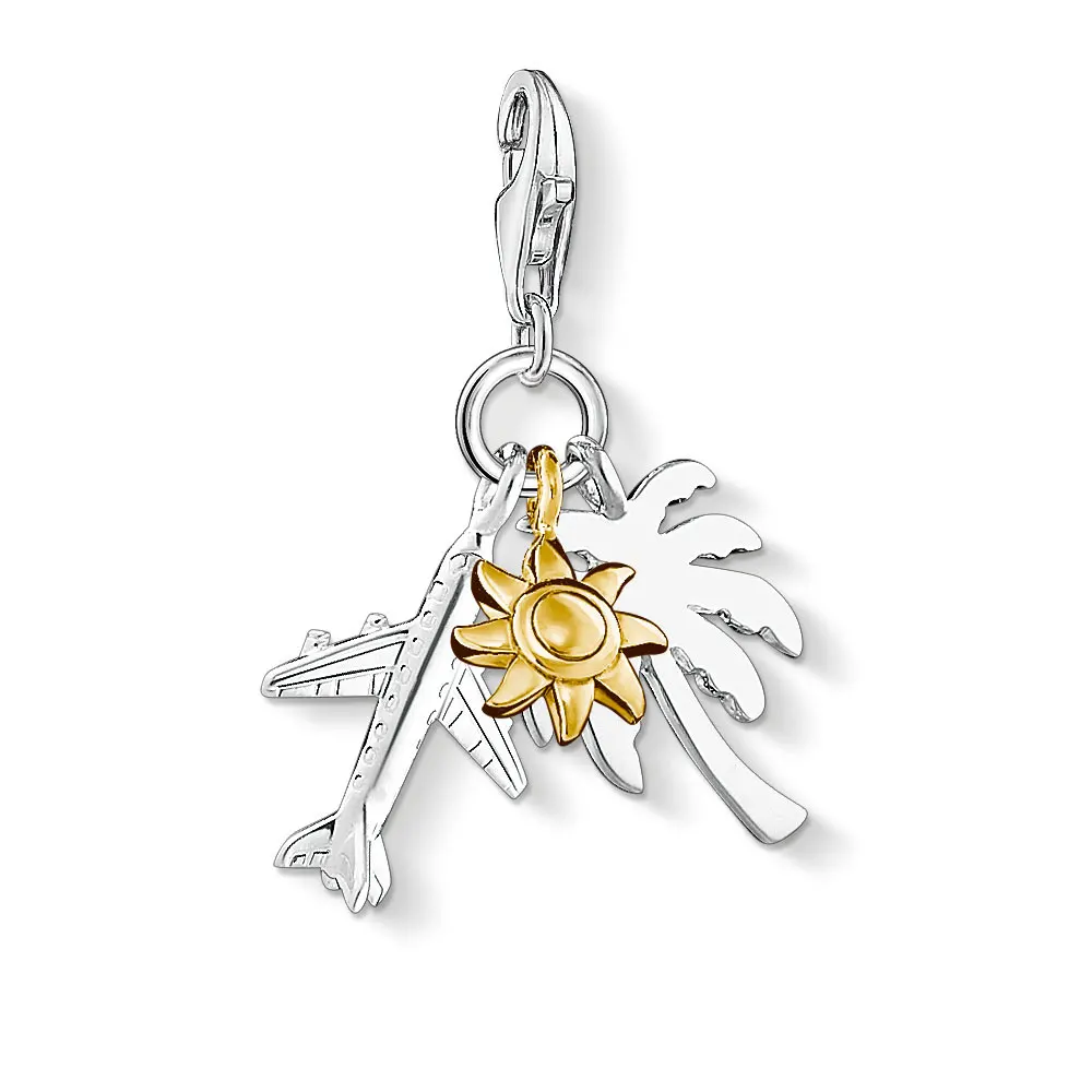 

Gold Sun Plane Palm Tree Coconut Charms for Bracelet Necklace Accessories Jewelry Making DIY Handmade Craft 925 Sterling Silver