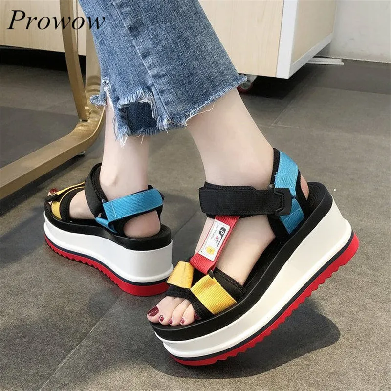 

2019 Fashion Thin Belt Combination Sports Sandals Sponge Cake Mesh Open Toe With Women'S Shoes Trend Decal Women'S Shoes New