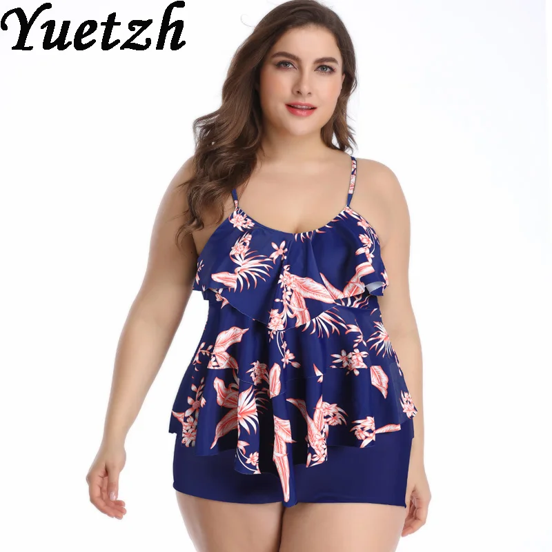 

New Floral two pieces swimwear women plug size swimsuit two piece swim suit larges size Russian bathing suit beachwear big size
