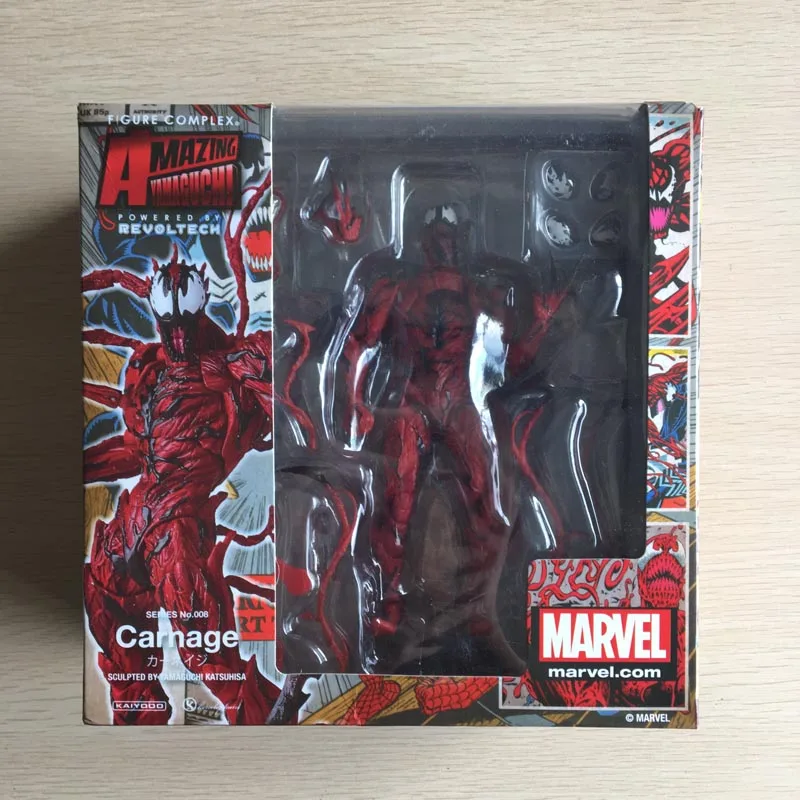Revoltech AMAZING Super Spiderman Venon Red Cletus Kasady Carnage фигурки 16 см - Цвет: with box
