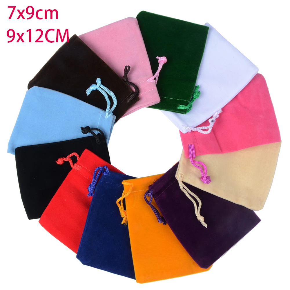 10pcs lot 7x9cm 9x12cm Coloful Velvet Pouches Jewelry Packaging Display font b Drawstring b font Packing