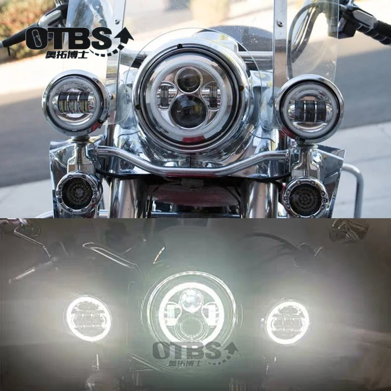 OTBS 7 дюймовая светодиодный ная фара 4 5 дюйма Противотуманные фары для Harley Ultra Classic