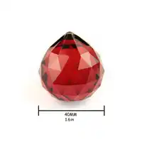 10pcs Red 40mm Crystal Chandelier Hanging Pendant Crystal Ball Glass Prism Drop Pendant With Free Hooks