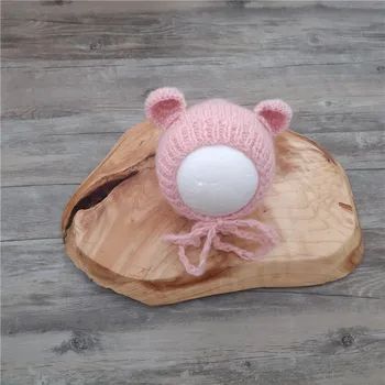 

Newborn bear hat photography props,Angola mohair hat photography props