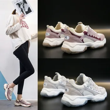 

Casual Shoes Women Chunky Sneakers Platform zapatos de mujer Breathable Fashion Brand chaussures femme Ladies footware Patchwork