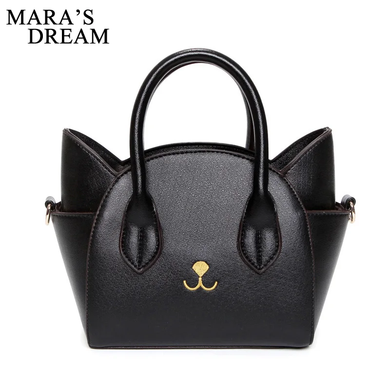 

Mara's Dream 2018 Fashion Womens Hand Bags Small Cute Cat Messenger Bag Luxury Handbags Women Leather Bags Ladies Black Bag