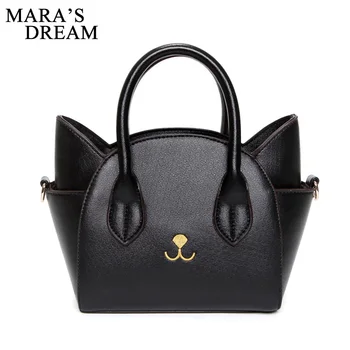 

Mara's Dream 2018 Fashion Womens Hand Bags Small Cute Cat Messenger Bag Luxury Handbags Women Leather Bags Ladies Black Bag