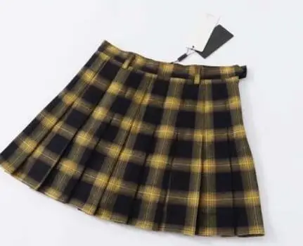 Готика, Харадзюку, Женская плиссированная юбка, панк стиль, высокая талия, короткие юбки для девочек размера плюс, Saias Femininas - Цвет: Цвет: желтый