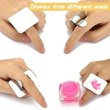 

Salon Manicure Finger Ring Color Palette Make Up Cream Foundation Mixing Palette Cosmetic Make Up Tool Stainless Steel Plate